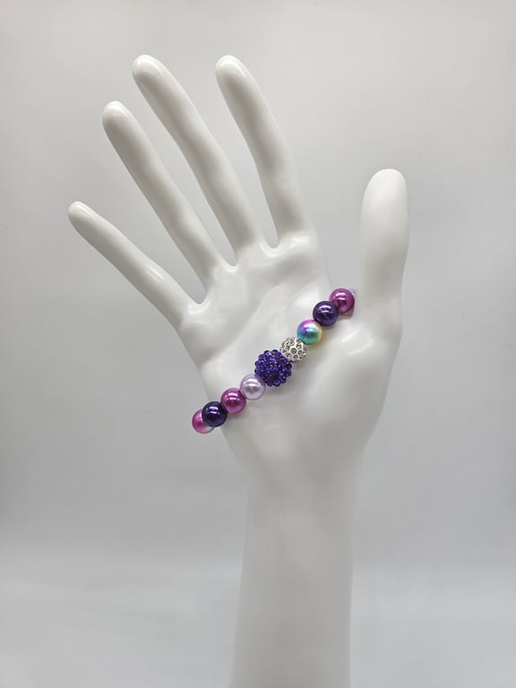 Purple and Silver Stretch Bracelet — photo 1