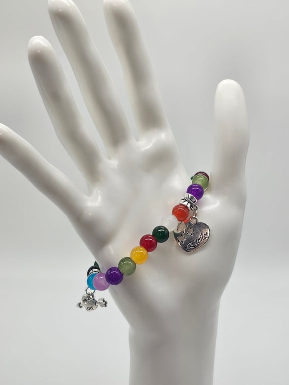 Rainbow Heart Charm Bracelet