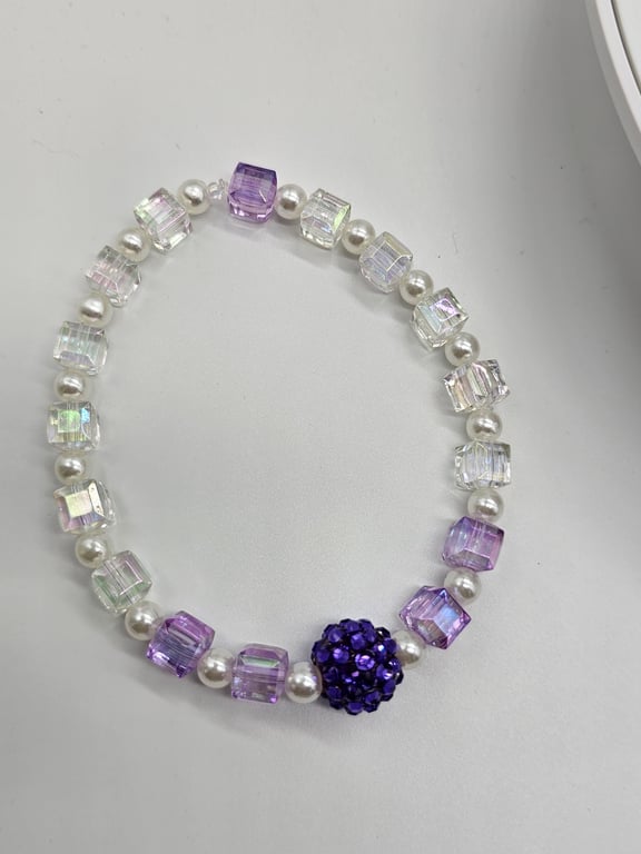 Purple and Clear Beaded Bracelet — photo 2