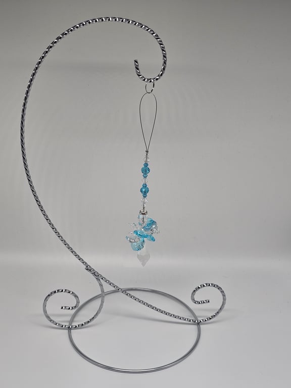 Sky Blue and Clear Beaded Sun Catcher — photo 2