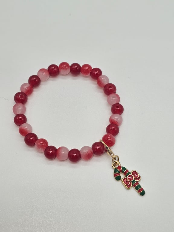 Candy Red and Pink Beaded Bracelet — photo 2