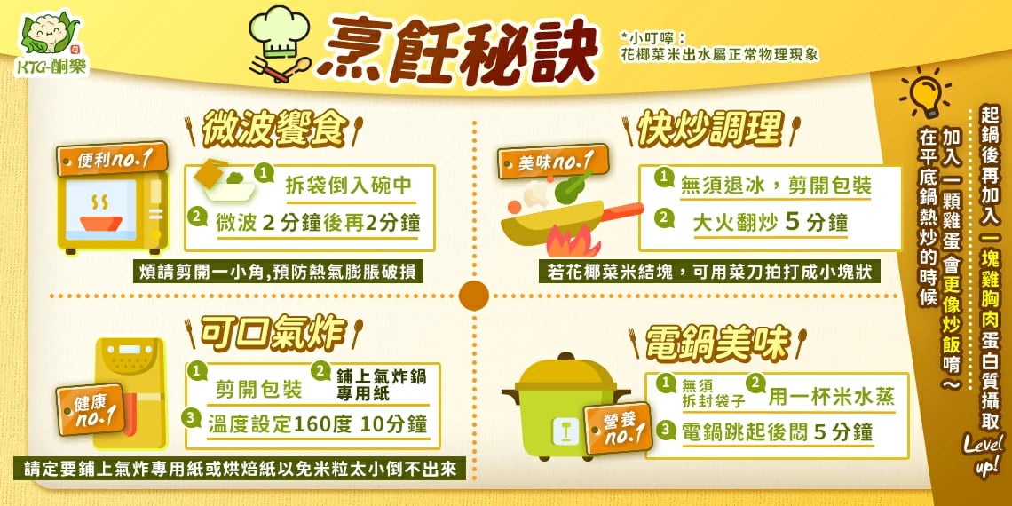 花椰菜米烹飪技巧：多種方式烹煮，方便又好吃