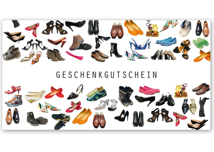 Gutschein Geschenkgutscheine Geschenk Gutscheine für Kunden Druckerei blanko bestellen Karten hauer SH230 Schuhe Schuhgeschäft Schuhwaren Schuhhandel Lederwaren Schuhmacher Schuhgutschein