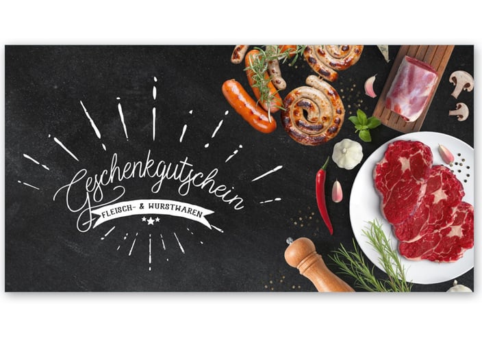 Faltgutschein Gutscheine Geschenkgutschein  Geschenkgutschein-shop  Metzgerei Fleischer Fleisch und Wurstwaren