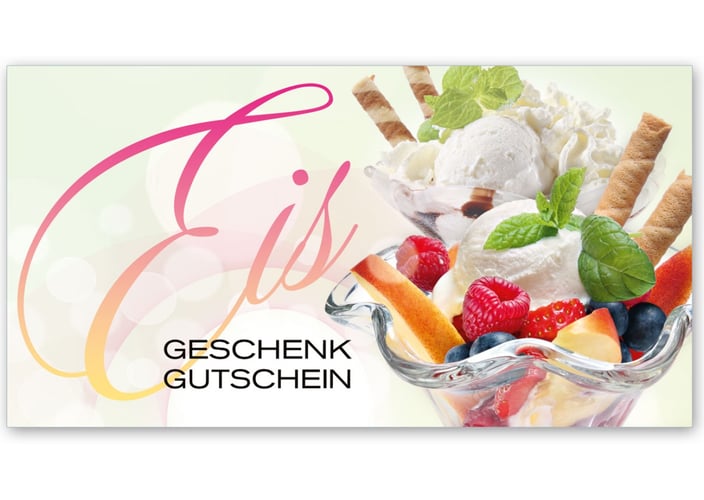 Gutscheinkarte Geschenkgutscheine geschenkgutscheine.com bestellen Klappkarten pos-hauer G2003 Eisdiele Eiscafé Eisgutschein