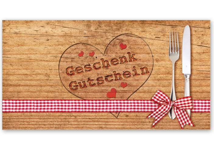 Gutschein Geschenkgutscheine Gutscheinkarte für Gasthaus Gasthäuser Gastro