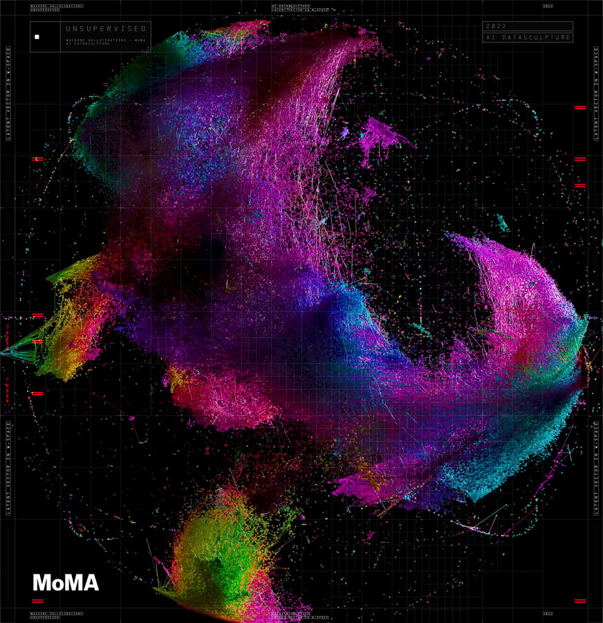 Unsupervised — Burned — Data Universe — MoMA — 2D by Refik Anadol
