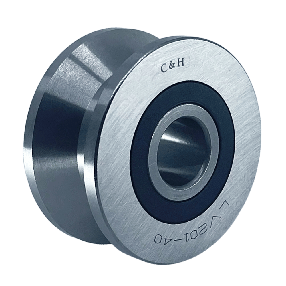 Track rollers with V groove profiled outer ring