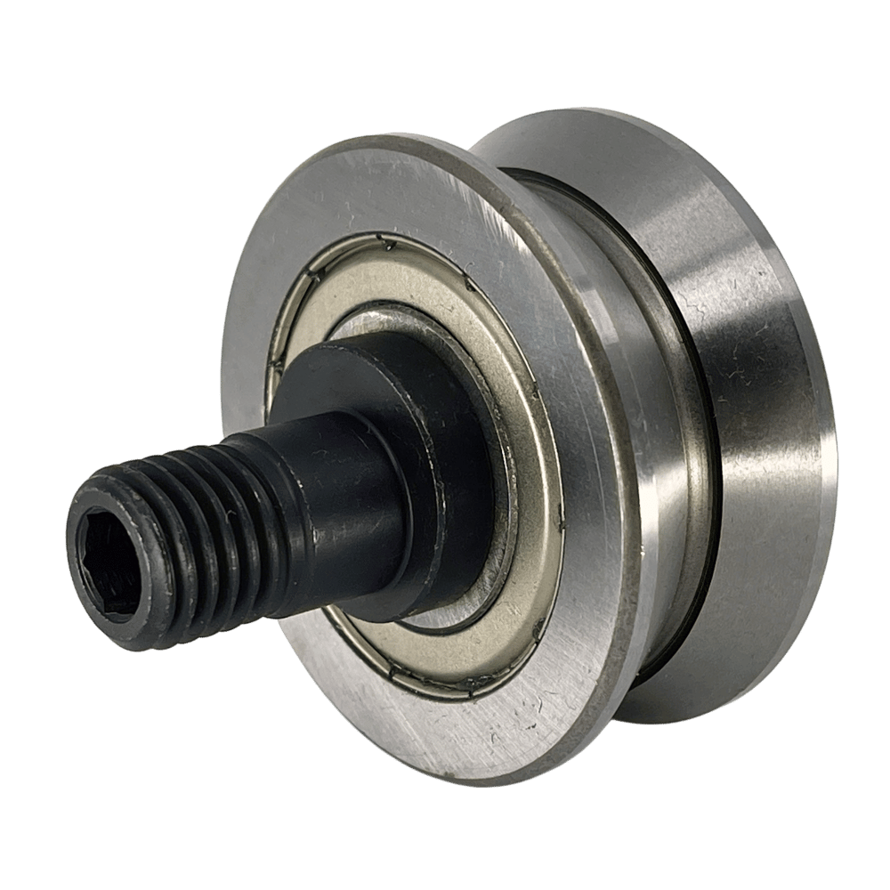 Studded V guide wheel and track roller