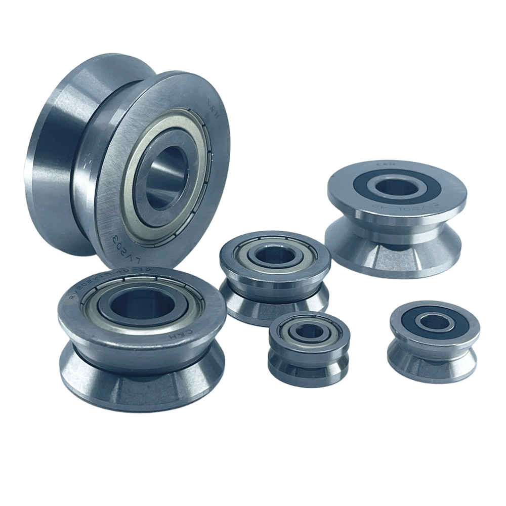 Track rollers with V groove profiled outer ring