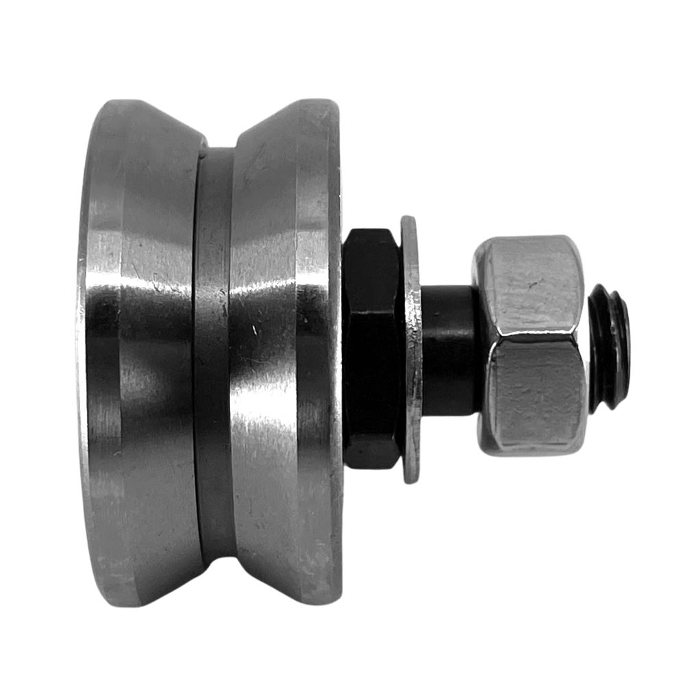 Integral studded V guide wheel and track roller