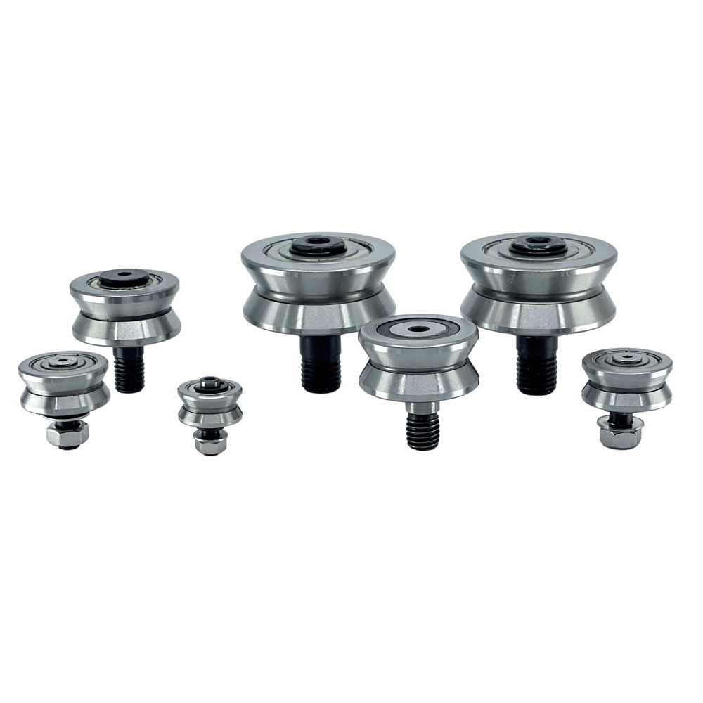 SVA studded 120° V groove tracks rollers