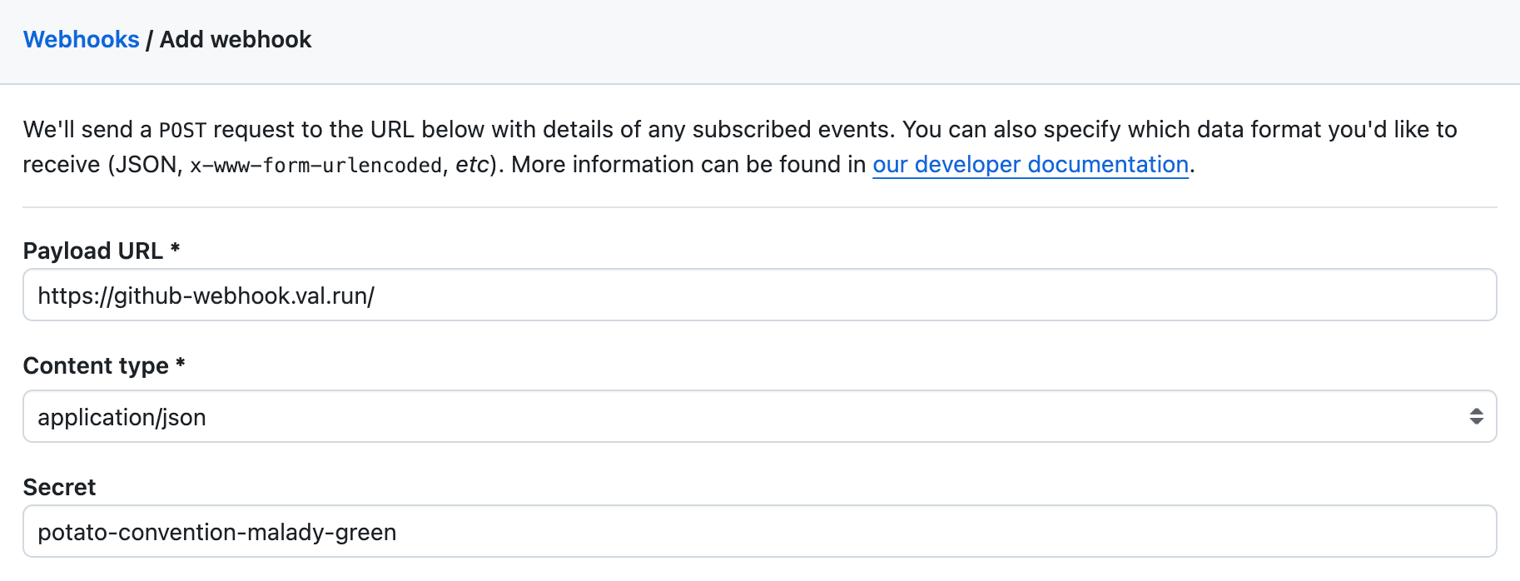 create a webhook in github