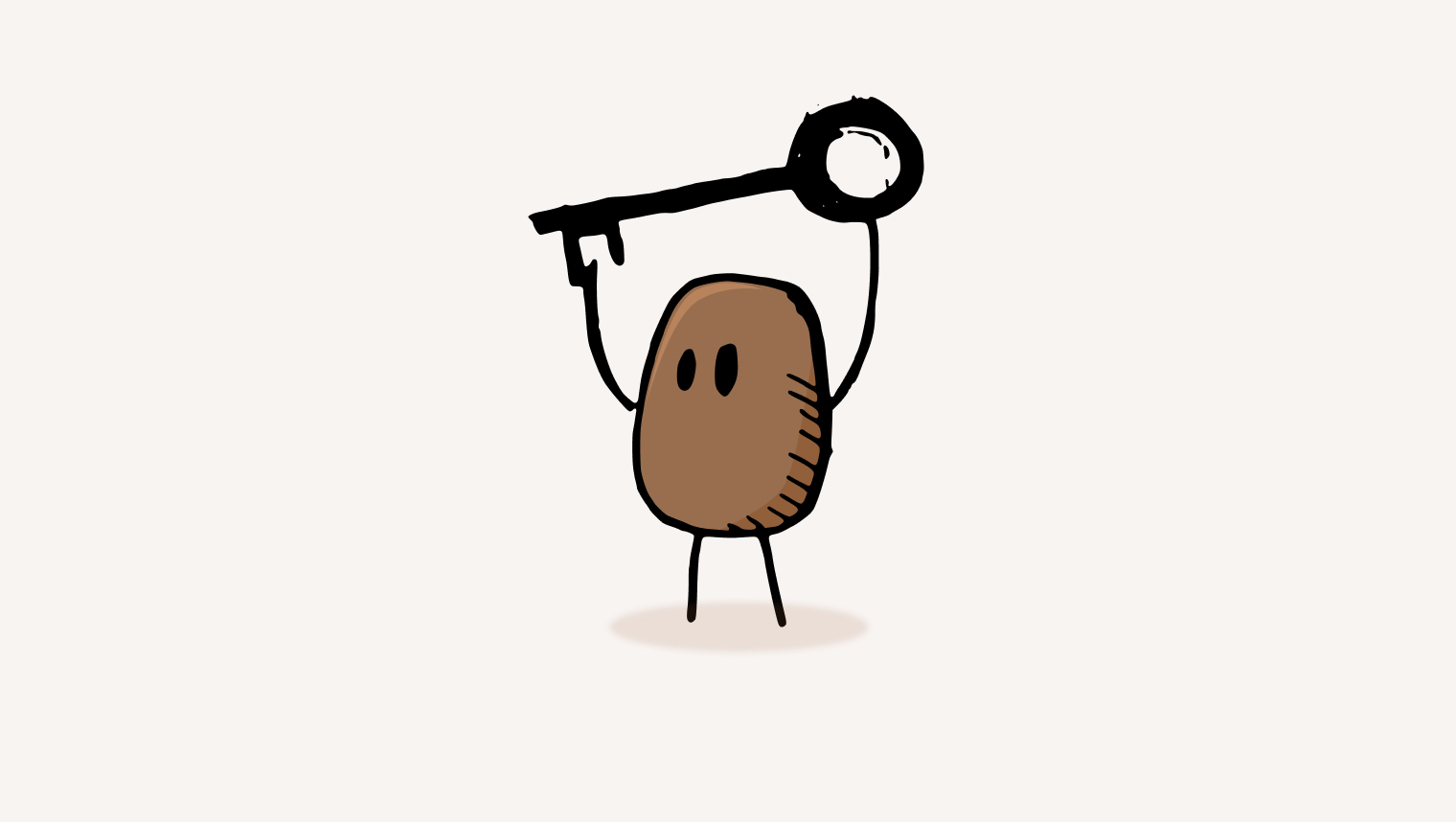 a potato holding a key