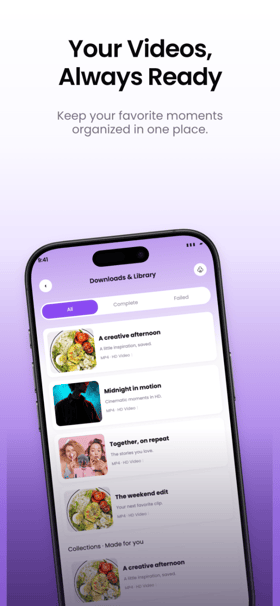 Violet Save app screenshot template preview, screen 5 of 5, Utilities design