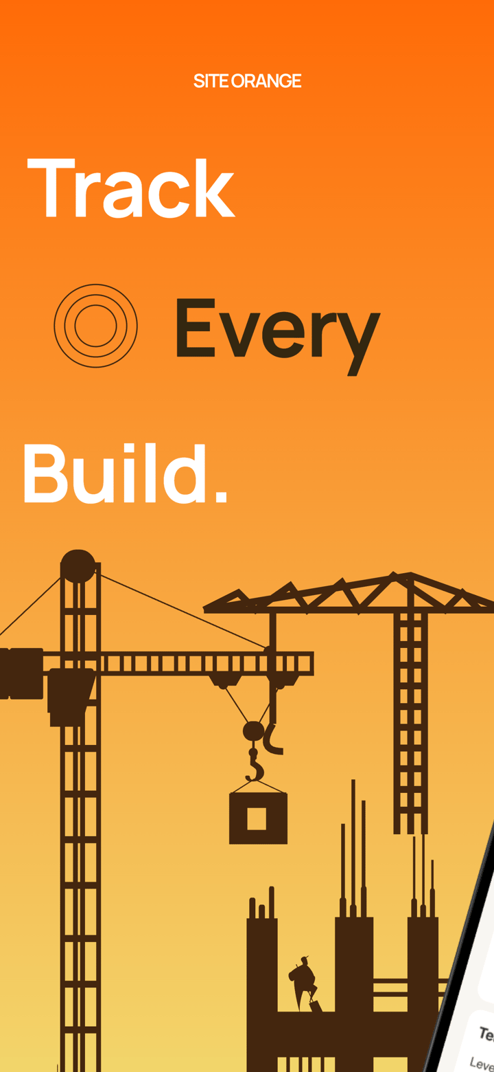 Site Orange app screenshot template preview, screen 1 of 5, Business design