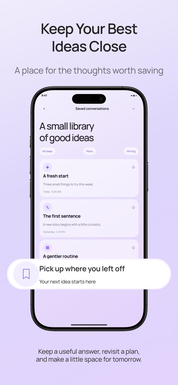 Lilac Companion app screenshot template preview, screen 5 of 5, Productivity design