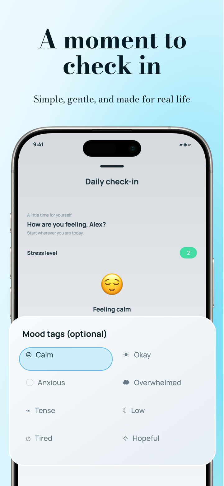 Azure Pause app screenshot template preview, screen 3 of 5, Health & Fitness design