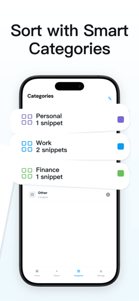 SnipShelf app screenshot template preview, screen 4 of 5, Productivity design