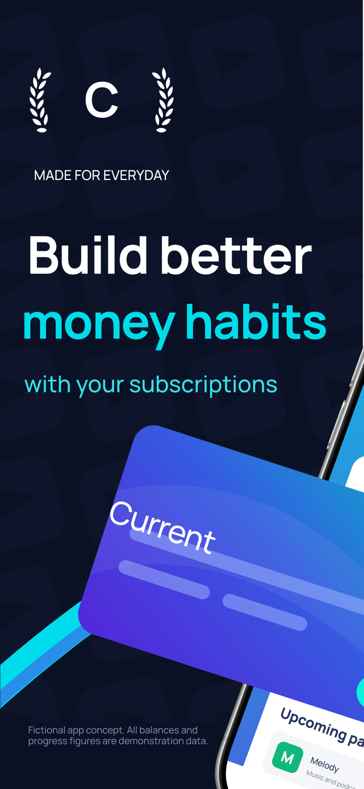 Credit Current app screenshot template preview, screen 1 of 5, Finance design