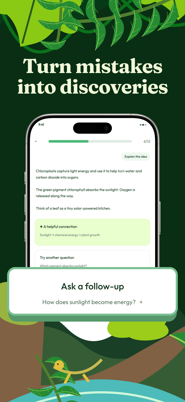 Jungle Recall app screenshot template preview, screen 4 of 5, Education design