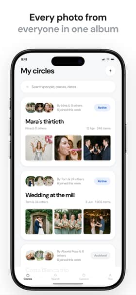 SnapCircle app screenshot template preview, screen 2 of 5, Photography design