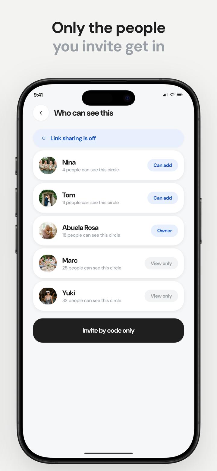SnapCircle app screenshot template preview, screen 5 of 5, Photography design