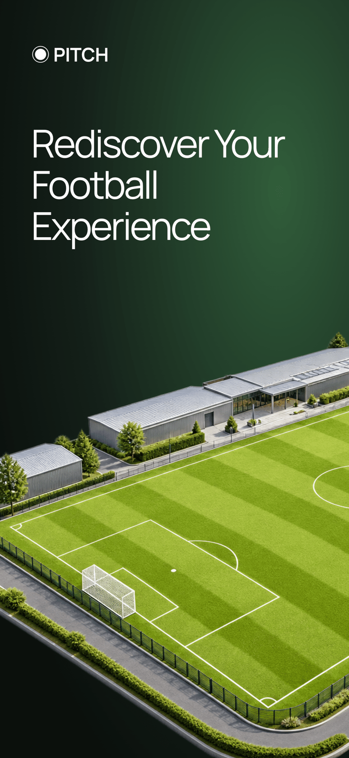 Pitch Live app screenshot template preview, screen 1 of 5, Sports design