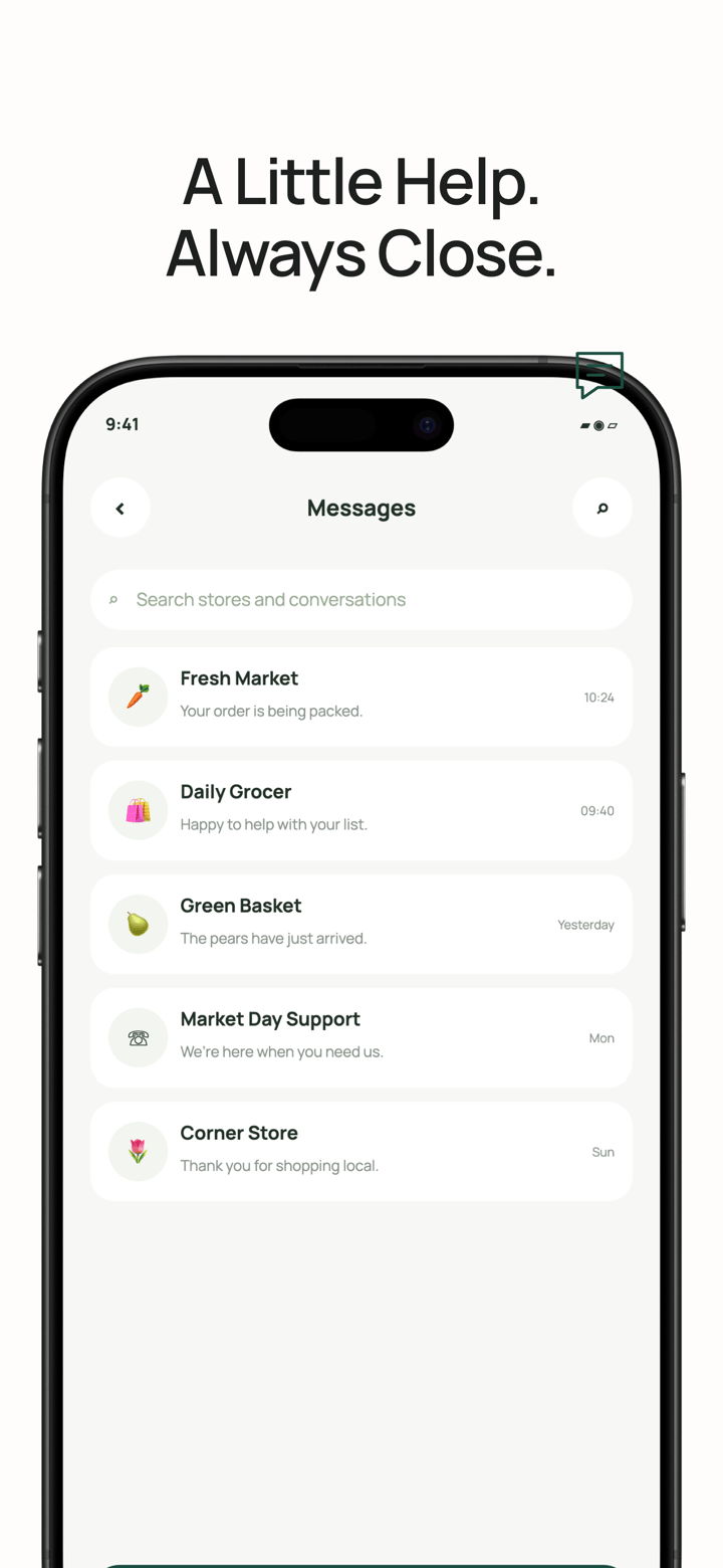 Market Day app screenshot template preview, screen 4 of 5, Lifestyle design