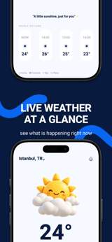 Sky Vibes app screenshot template preview, screen 3 of 5, Weather design