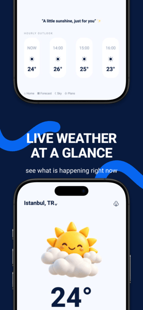 Sky Vibes app screenshot template preview, screen 3 of 5, Weather design