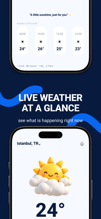 Sky Vibes app screenshot template preview, screen 3 of 5, Weather design