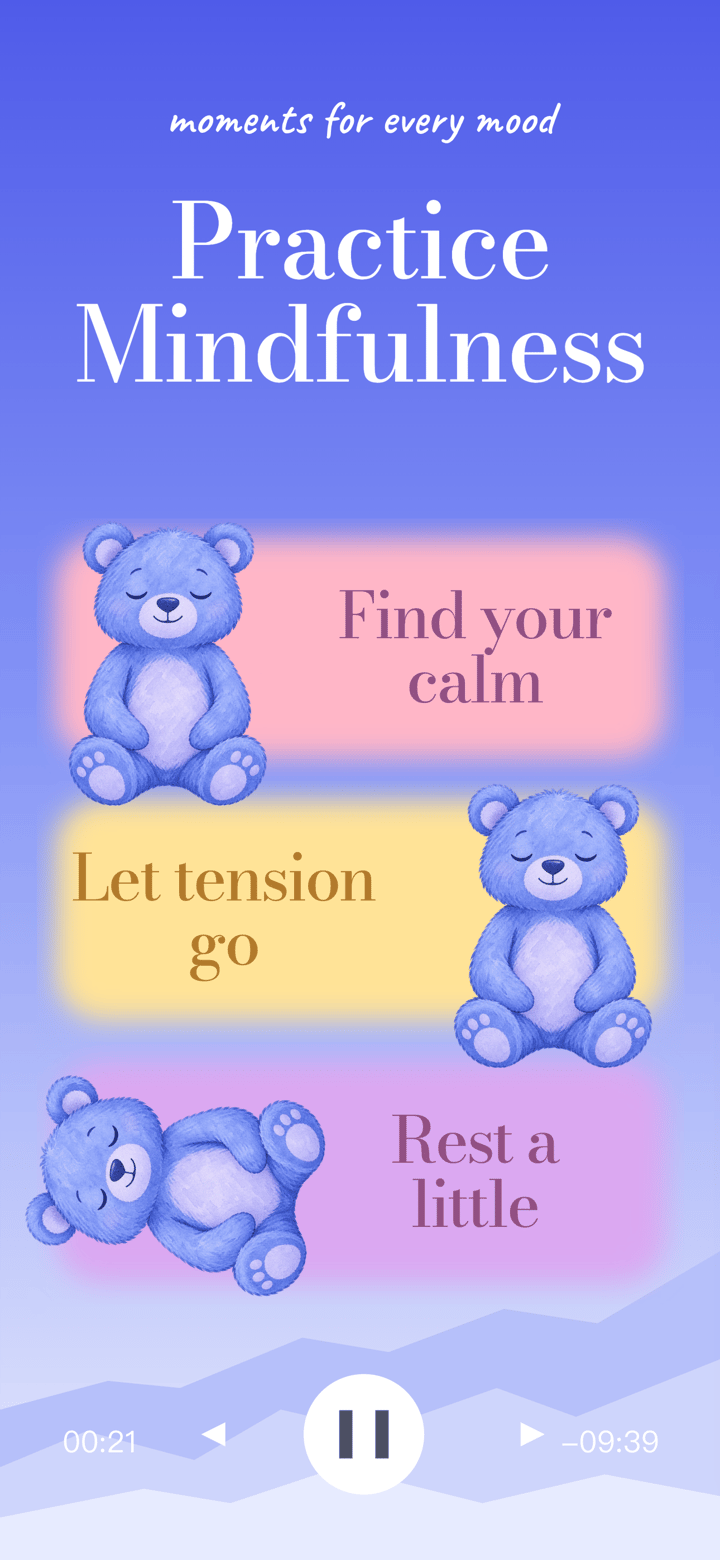 Serene Path app screenshot template preview, screen 3 of 5, Health & Fitness design