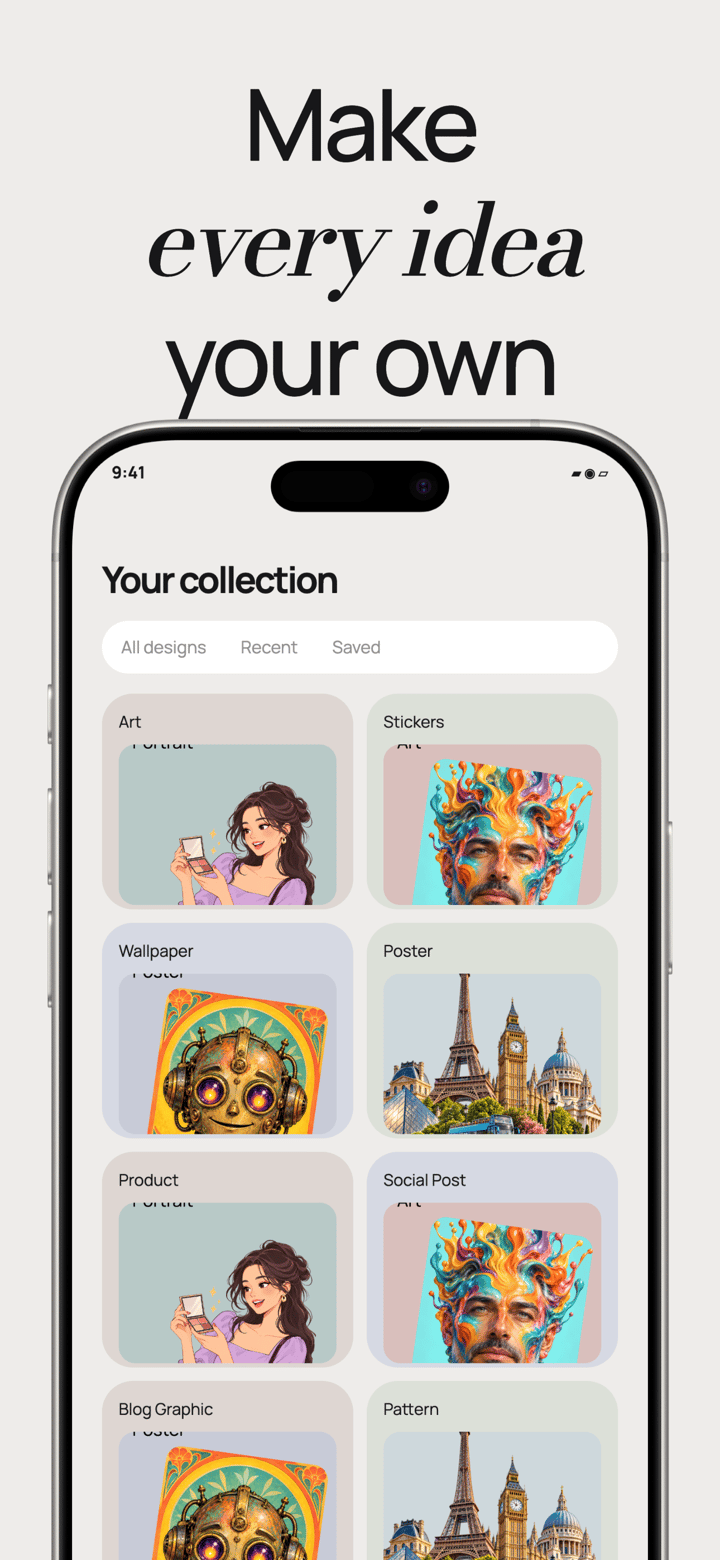 Paper Studio app screenshot template preview, screen 5 of 5, Graphics & Design design