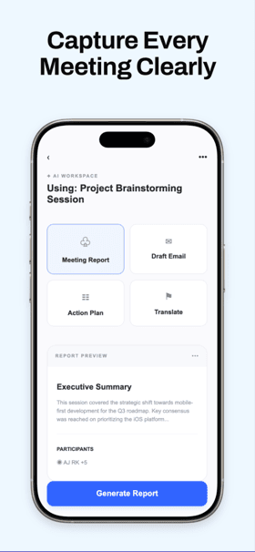 VoiceNote app screenshot template preview, screen 3 of 5, Productivity design