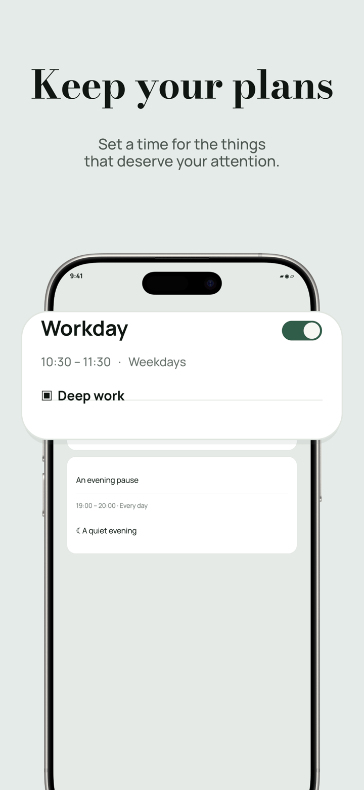 Lock Mist app screenshot template preview, screen 3 of 5, Productivity design