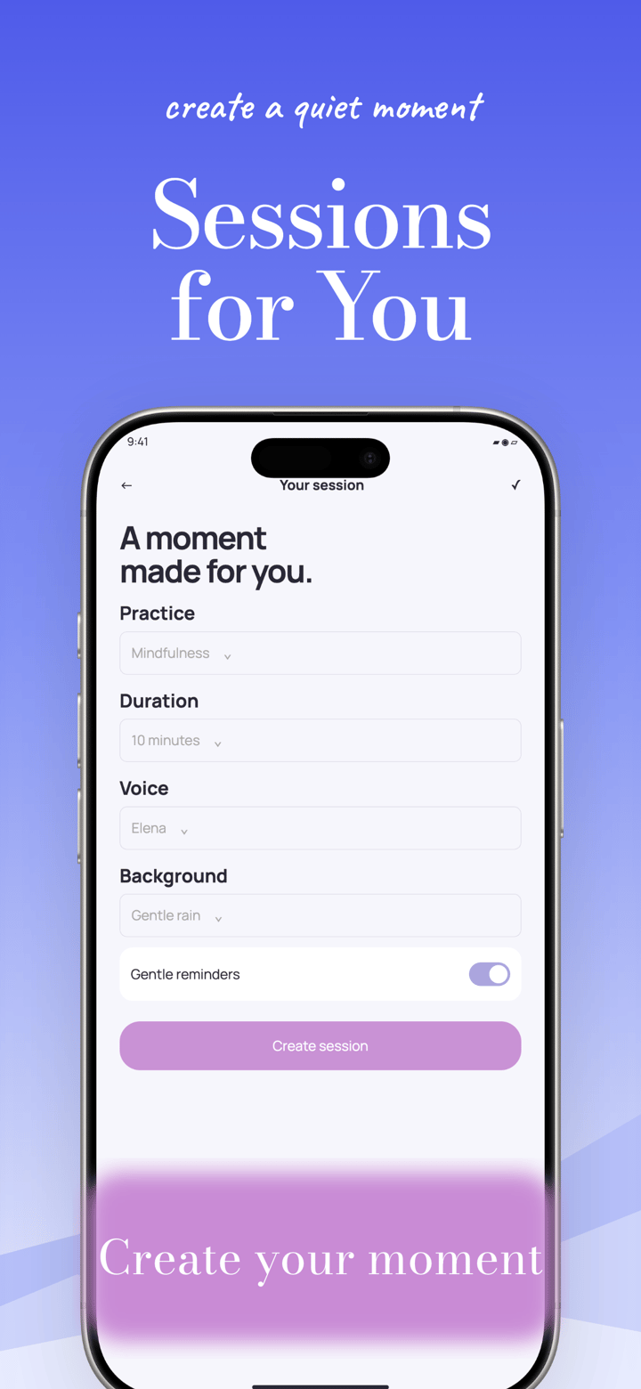Serene Rituals app screenshot template preview, screen 3 of 5, Health & Fitness design