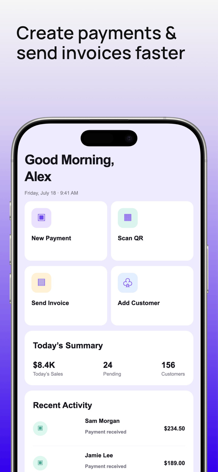 Lilac Ledger app screenshot template preview, screen 2 of 5, Finance design