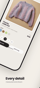 KnitLane app screenshot template preview, screen 3 of 5, Shopping design