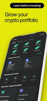 CrypTix app screenshot template preview, screen 4 of 5, Finance design