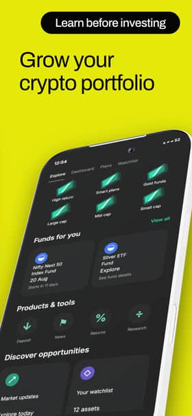 CrypTix app screenshot template preview, screen 4 of 5, Finance design