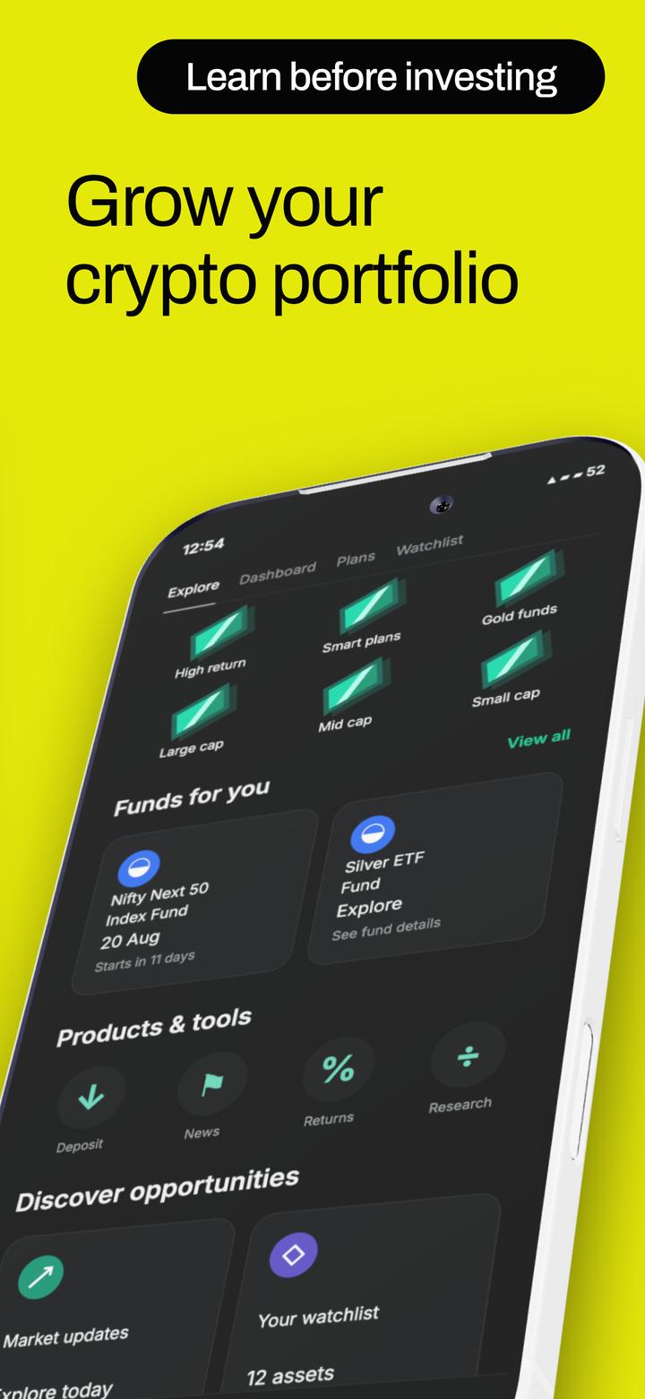 CrypTix app screenshot template preview, screen 4 of 5, Finance design