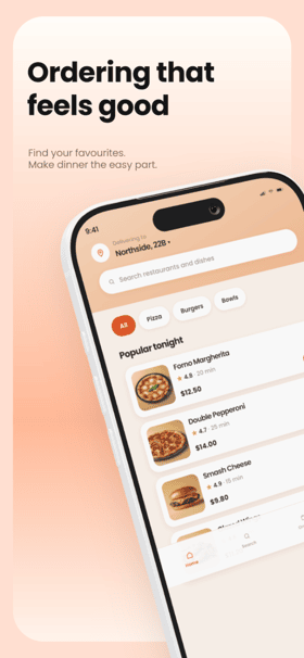 SliceKitchen app screenshot template preview, screen 1 of 5, Food & Drink design