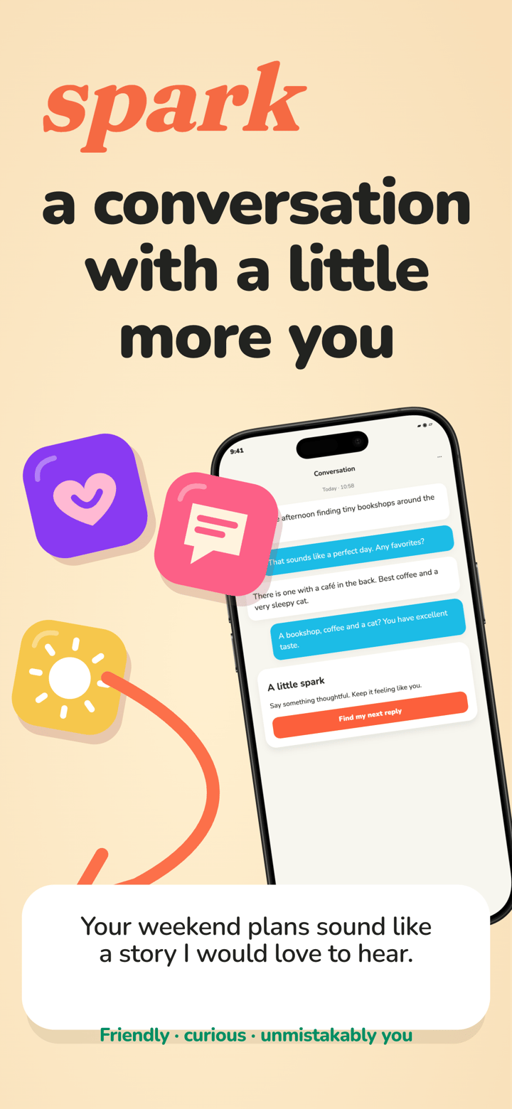 Warm Reply app screenshot template preview, screen 1 of 5, Lifestyle design