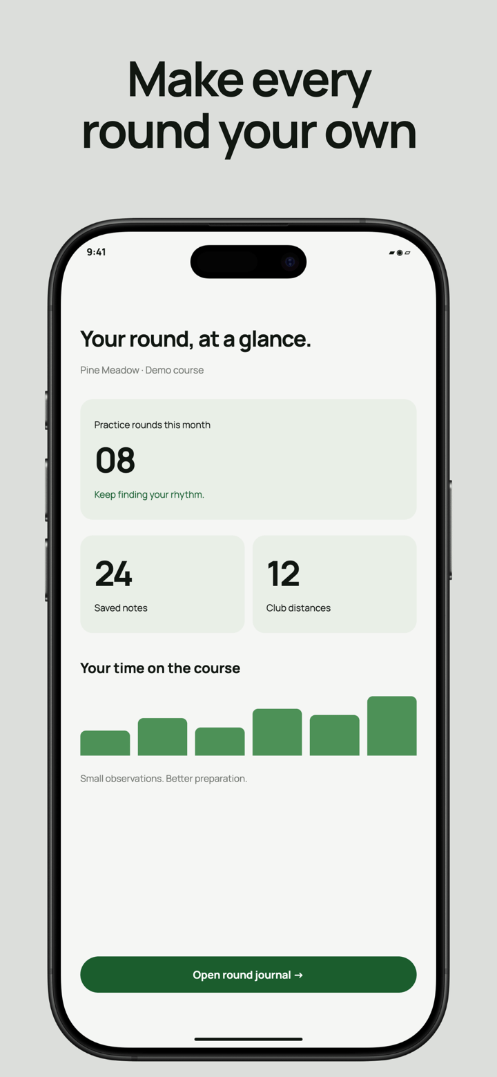 Fairway Caddy app screenshot template preview, screen 5 of 5, Sports design