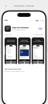 Forge Showcase app screenshot template preview, screen 3 of 5, Developer Tools design