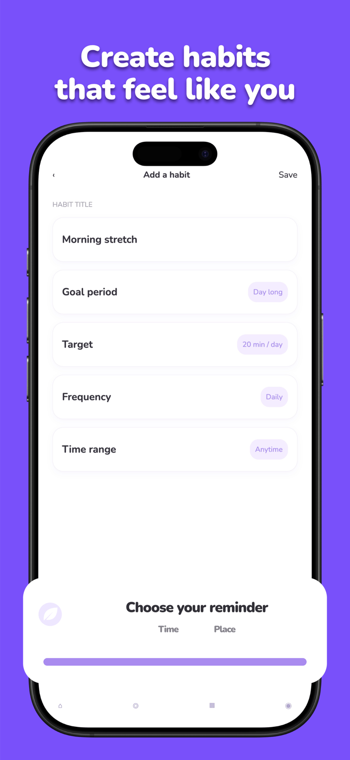 Violet Bento app screenshot template preview, screen 8 of 8, Productivity design