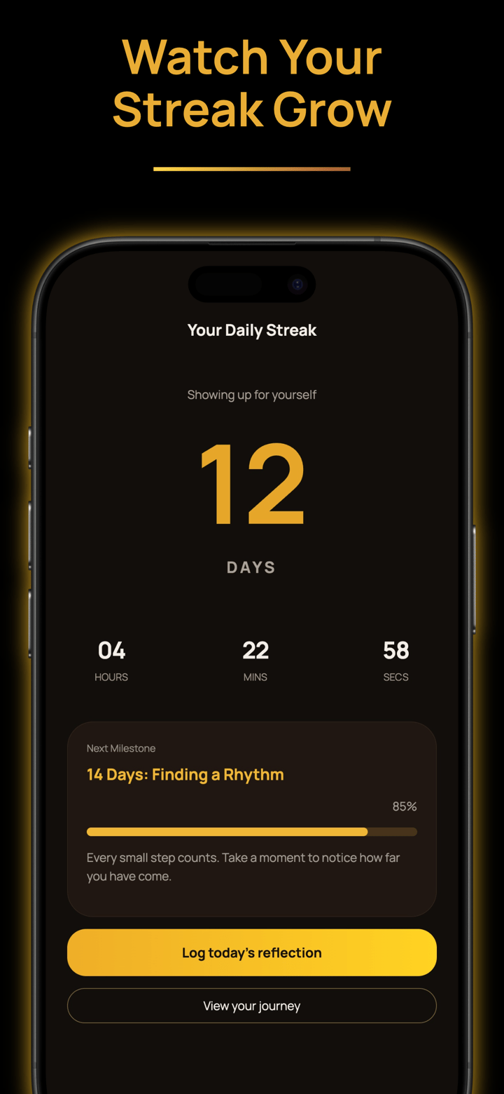 Gilded Reset app screenshot template preview, screen 3 of 5, Health & Fitness design