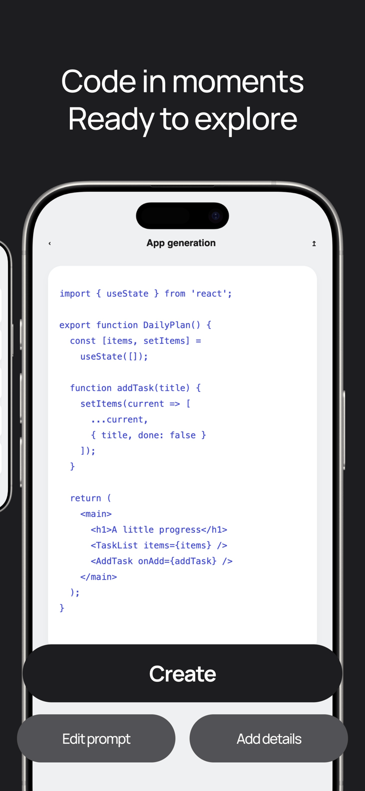 Forge Compact app screenshot template preview, screen 3 of 5, Developer Tools design