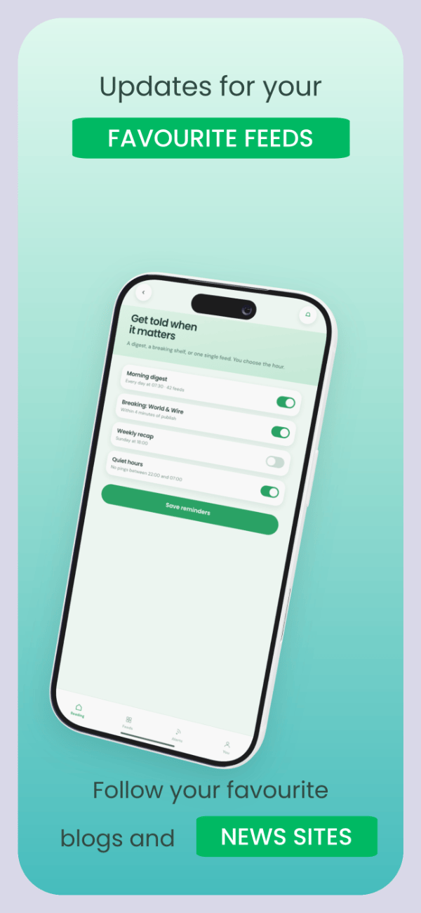 ReadMint app screenshot template preview, screen 3 of 5, News & Magazines design